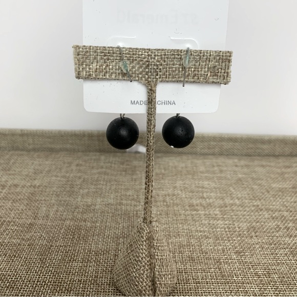 Fashion Jewelry Set Resin Stone Black Tone Chains Necklace & Earring Set NEW - Picture 4 of 5